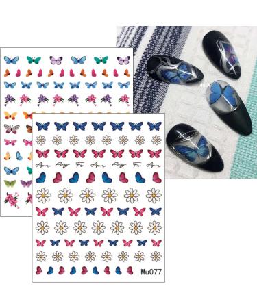 JMEOWIO 9 Sheets Spring Butterfly Nail Art Stickers Decals Self-Adhesive Summer Flower Floral Nail Supplies Nail Art Design Decoration Accessories - Buy Online on GoSupps.com