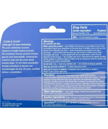 Clean & Clear Persa-Gel 10 Maximum Strength Acne Treatment 1 oz - Fast Relief - Buy Online on GoSupps.com