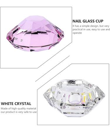 Minkissy Nail Art Dappen Dish Diamond Shape Nail Crystal Bowl with Lid for Nail Acrylic Liquid Powder (Pink) - Buy Online on GoSupps.com