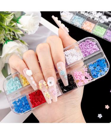 Noverlife 24 Grids Colorful Flower Nail Charms Set for DIY Nail Art - Rhinestones, Gems, Studs, Blossom Decals & Metal Balls - Ideal for Crafts, Phone Cases & Makeup - Multi-Colored - Buy Online on GoSupps.com