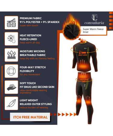 Black X-Large Thermal Underwear Set | Winter Hunting Gear Long Johns Base Layer Bottom Top | Midweight Sport Apparel - Buy Online on GoSupps.com