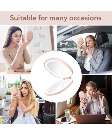 KEDSUM Lighted Compact Mirror 1X/10X Magnifying Travel Makeup Mirror - Rechargeable LED Lights, Dimmable, Portable - Pink - Buy Online on GoSupps.com
