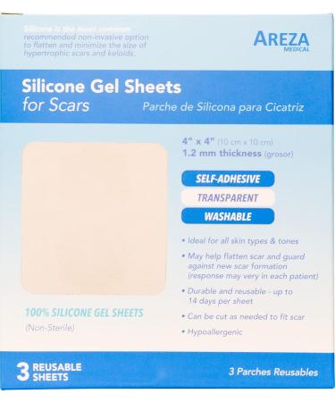 Areza Medical Silicone Gel Sheets for Scars 4 x 4 - Three Sheets Per Box - Buy Online on GoSupps.com