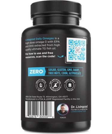 Livingood Daily Fish Oil Omega 3 Supplement EPA and Dha from Wild Caught Fish Omega 3 Fatty Acids for Heart Brain and Joint Health for Men and Women Gluten Free 30 Day Supply 60 Softgels - Buy Online on GoSupps.com