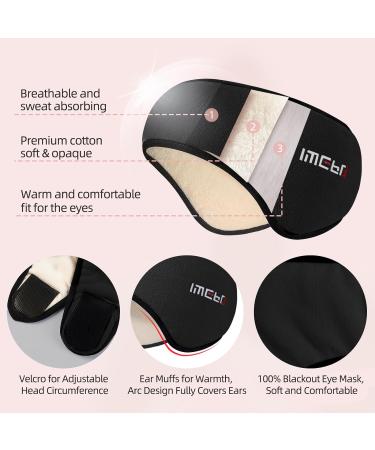 Comfortable 2-in-1 Sleep Mask & Earmuffs | Adjustable Eye Mask for Side Sleepers | Soft Eye Cover for Men & Women - Black - Buy Online on GoSupps.com