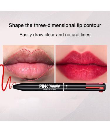 Jimtuze 4in1 Lip Liner Lip Liner Pressed 4 Colors in 1 Lip Contour Pen Waterproof Lip Liner Pen for Daily Makeup Gift for Women Red bean paste + tomato + aunt + fire orange - Buy Online on GoSupps.com