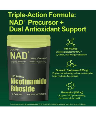 NMNH Supplement Alternative -Liposomal NAD+ & Resveratrol Supplement 90 Capsules Enhanced Absorption Technology for Cellular Health Energy Support & Mental Focus | Non-GMO Gluten-Free - Buy Online on GoSupps.com