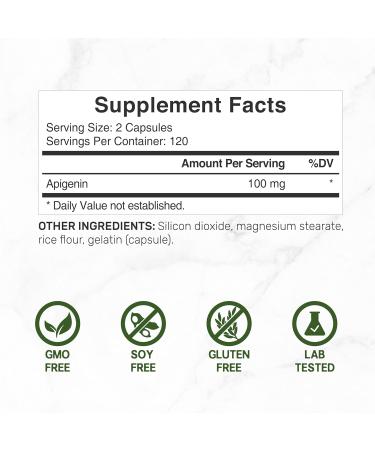 Apigenin 100mg Per Serving 240 Capsules Raw Plant Extract from Chamomile Flower Active Bioflavonoids & Antioxidants Sleep & Relaxation Supplement Non-GMO 240 Count (Pack of 1) - Buy Online on GoSupps.com