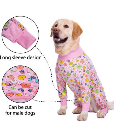 AXCIMOND Dog Recovery Suit for Dogs - Post-Op Wound Protection Long-Sleeved Castration Recovery Body for Bitches/Males 2XL Pink Flower - Buy Online on GoSupps.com