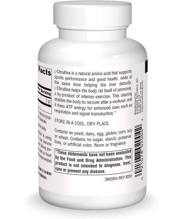 Source Naturals L-Citrulline 500mg Capsules - Exercise Recovery, Energy & Detox - Buy Online on GoSupps.com
