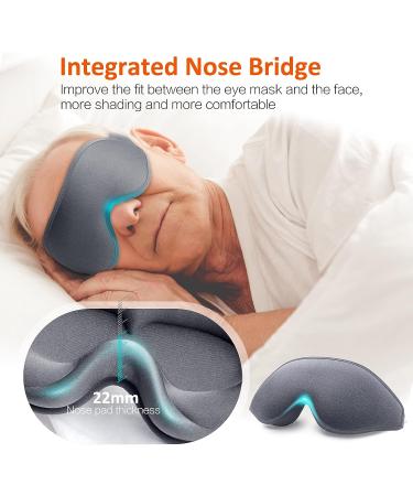 AUPHIL 3D Contoured Eye Mask for Sleeping - Blackout Blindfold for Men and Women - 100% Light Blocking - Soft Weighted Sleep Mask for Travel - Grey - Buy Online on GoSupps.com