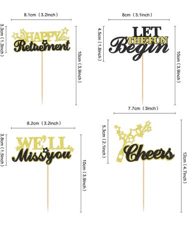 Ercadio 24 Pack Happy Retirement Cupcake Toppers Cheers Retired We'll Miss You LET the Fun Begin Cupake Toppers Picks Retirement Theme Farewell Birthday Party Cake Decorations Black Gold - Buy Online on GoSupps.com