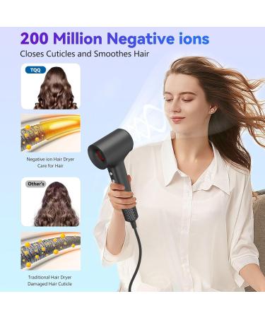 TQQ Hair Dryer with Diffuser 200 Million Negative Ionic Hairdryer 110 000 RPM High Speed Brushless Motor Blow Dryer for 2min Fast Drying 57dB Low Noise Travel Hairdryers for Women and Men - Buy Online on GoSupps.com
