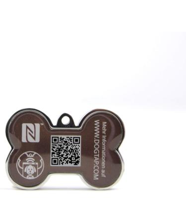 DogTap Solid Digital Dog Tag - NFC & QR Code for Contact Details | Waterproof Robust PVC & Metal | Perfect 41.6 x 28.5 x 4.6 mm Brown Design - Buy Online on GoSupps.com
