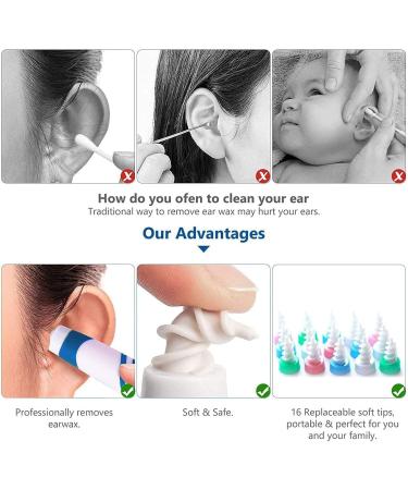 Ear Wax Remover Kit with 16 Soft Silicone Tips - Gentle Ear Cleaning Tool for Adults and Kids - Buy Online on GoSupps.com