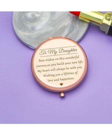 Jielahua Daughter Inspirational Makeup Mirror - Graduation & Birthday Gift from Parents - Engraved Compact Mirror for Daughter - Buy Online on GoSupps.com