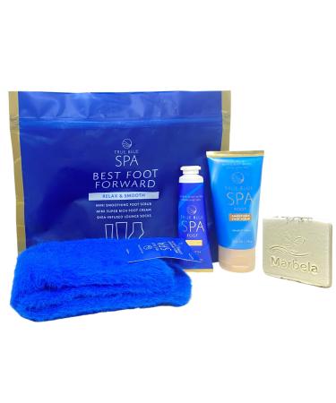 Bath & Body Works Best Foot Forward True Blue Spa Gift Set - Super Rich Foot Scrub Foot Cream and Shea-Infused Socks - Travel Size - with a Natural Oats Sample Soap