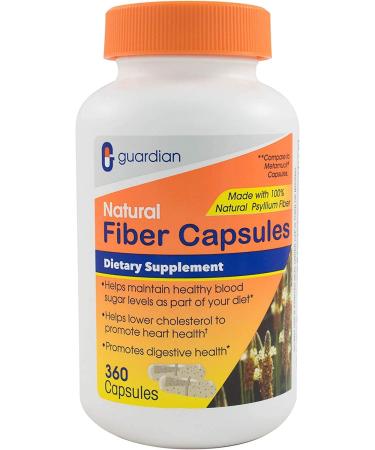 Guardian Fiber Capsules - 720 Count Natural Psyllium Husk Supplement (520mg per Capsule) - Fiber Pills - Buy Online on GoSupps.com
