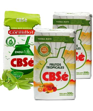 CBS Yerba Mat avec Fruits Tropicaux 2x0.5 kg + CBS Yerba Mat Endulife 0.5 kg |Th mat d'Argentine | Boisson revigorante et nergisante Tropical + Endulife