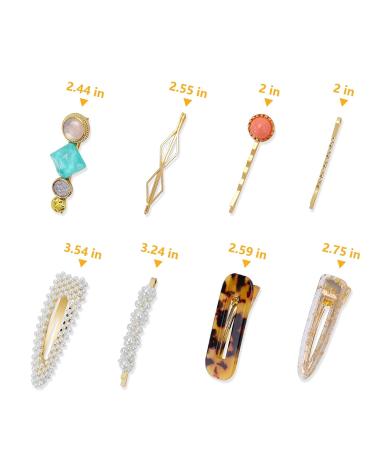 Rhinestone Pearl Hair Clips 28 Pack - Girls' Acrylic Resin Barrettes, Glitter Snap Hair Accessories - Buy Online on GoSupps.com