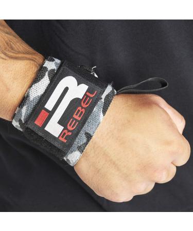 Iron Rebel 18 Snow Camo Wrist Wraps - Support for Powerlifting & Bodybuilding - Unisex Pair - Buy Online on GoSupps.com