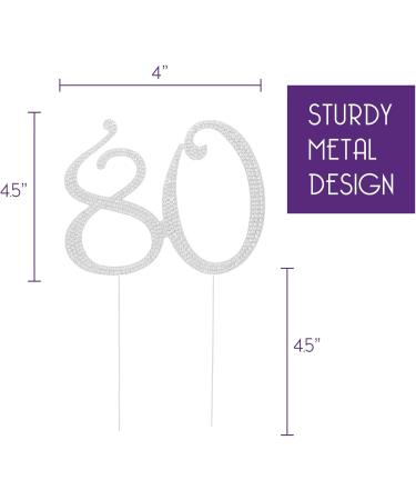 80 Cake Topper for 80th Birthday - Rhinestone Number Party Supplies & Decoration Ideas (Silver) - Buy Online on GoSupps.com