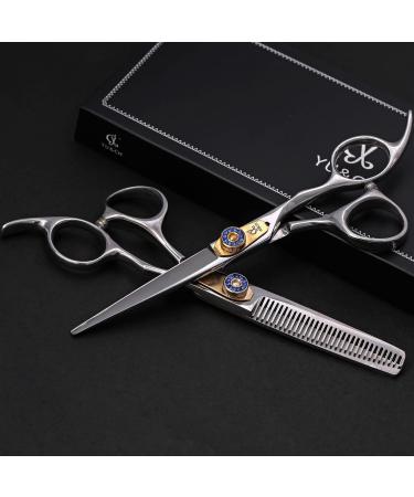 Hairdressing Haircut Kits 6 in Sets Salon Shear Hair Professional Sharp Hair Cutting Thinning Scissors Set Golden Screw - Buy Online on GoSupps.com