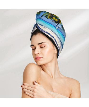Tahiti Beaches Coral Velvet Dry Hair Cap | Ideal for Home Travel Pool Parties & More - Buy Online on GoSupps.com