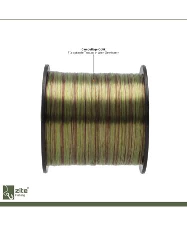 Zite Fishing Monofilament Line - Camouflage Carp Cord 0.33mm 1000m - Abrasion-Resistant Nylon with 6.8g Load Capacity for Superior Fishing Performance - Buy Online on GoSupps.com