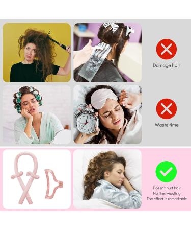 Jsdoin Heatless Curlers Headband - Satin Wave Roller for Long Hair - Pink - Buy Online on GoSupps.com