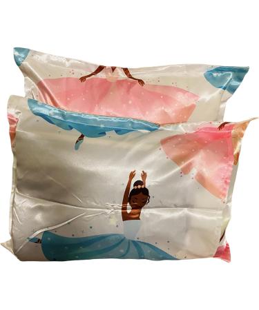 Satin Toddler Pillowcase Set - 13 x 18 inches Ballerina Theme - Retains Hair Moisture - Pack of 2 - Buy Online on GoSupps.com