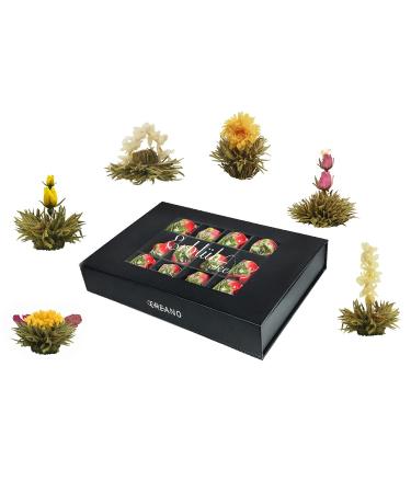 Creano 18-Piece Blossomed White Tea Gift Set - Premium Magnetic Box with Viewing Window & Silver Embossing - Ideal for Tea Lovers - Buy Online on GoSupps.com