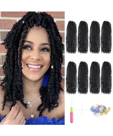 Passion Twist Hair 14 Inch 8 Packs Water Wave Crochet Hair Passion Twist Crochet Hair For Black Women Professional Freetress Water Wave Crochet Braids Braiding Hair Extension (14 inch 1b) 14 Inch 1b