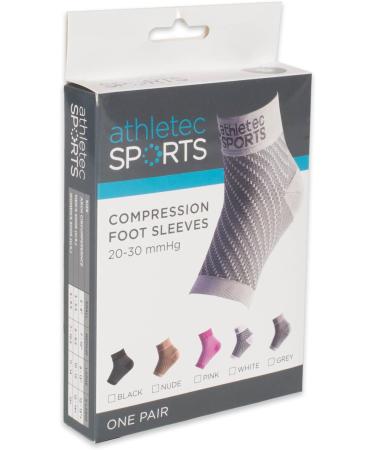 Athletec Sport Compression Foot Sleeves with Arch Support to Help Relieve Plantar Fasciitis Aches Pains Swelling Heel Pain and Treatment for Everyday Use - Size Small in White (One Pair) Compression Foot Sleeve S White - Buy Online on GoSupps.com
