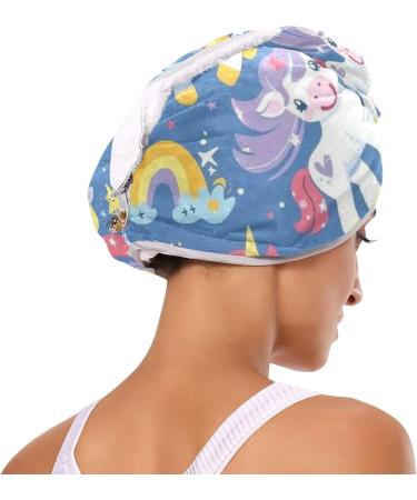 Buy Unicorn Horse Blue Hair Towel 2 Pack | Super Absorbent Quick Dry Hair Turbans for Women & Girls - Buy Online on GoSupps.com
