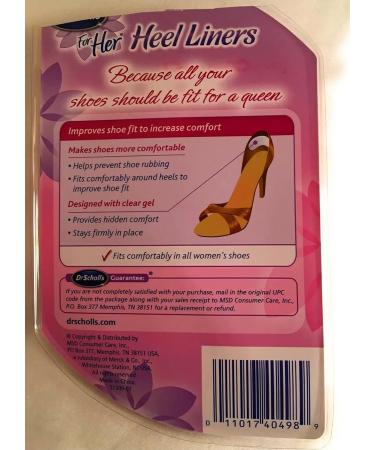 Dr. Scholl's For Her Heel Liners - Comfortable & Supportive Gel Inserts for Women - 1 Pair - International Shipping Available - Buy Online on GoSupps.com