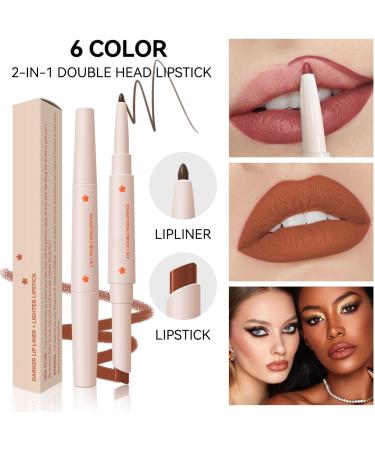 2 in 1 Double Head Lipstick and Lip Liner Set for Women Waterproof Lip Pencil and Lipstick Set Long Lasting Matte Velvet Lipstick Lipstick Set - Buy Online on GoSupps.com