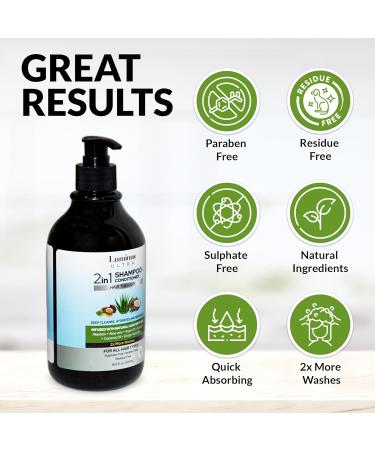 Buy 2 in 1 Shampoo and Conditioner - Clarifying Natural Formula Sulfate Free for Men & Women | 16.9 FL Oz - International Shipping Available - Buy Online on GoSupps.com