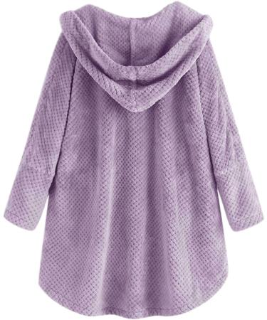 Shop Hanxiulin Oversized Plush Jacket for Women | Warm Fleece Hoodie - Autumn Outdoor Coat in Purple - Buy Online on GoSupps.com