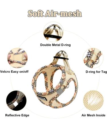 Doramio Dog Harness for Small Dogs | Reflective & Breathable Step-In Leash | Anti-Train Safety Dishes for Dogs & Cats - Beige XL - Buy Online on GoSupps.com