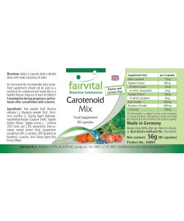 Buy Fairvital Carotenoid Mix - High Dose Vegan Capsules - 90 Natural Carotenoids & Anthocyanins - International Shipping - Buy Online on GoSupps.com