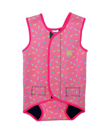 Swim Cosy Baby/Toddler Wetsuit Vest with UPF50 - Neoprene Wrap around design for Boys/Girls 0-3 years - Unicorns Dinosaurs Ducks Pink Sprinkles MEDIUM 6-18 Months