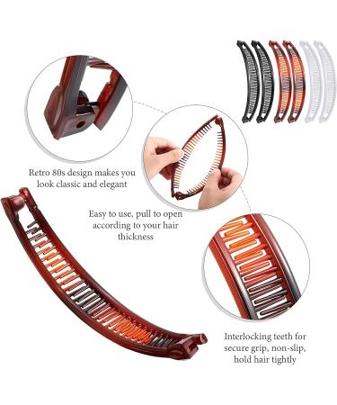 6 Pcs Banana Hair Clip Banana Clip Double Comb Long Hair Clips Banana Hair Comb Banana Clip for Thick Hair Slides and Clips for Women Fine Hair (Brown and Black and white) - Buy Online on GoSupps.com