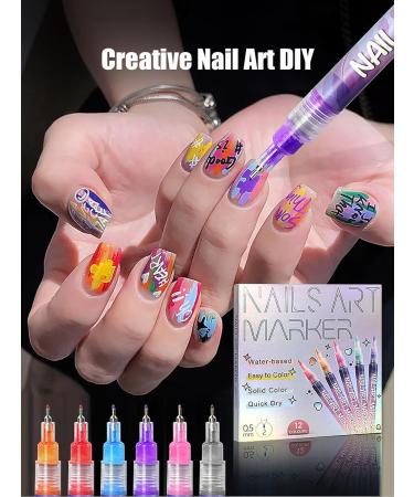 Buy 3D Nail Art Pens - 12 Colors Fine Tips for DIY Nail Designs | International Shipping Available - Buy Online on GoSupps.com