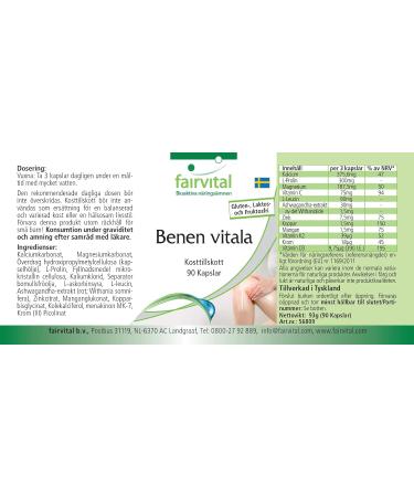 Fairvital | Complexe Os Vital - 90 g lules - vitamines D3 & K2 & C calcium magn sium zinc cuivre mangan se chrome et plus - Qualit contr l e et haut dosage - 100% v gan - Fabriqu en Allemagne - Buy Online on GoSupps.com
