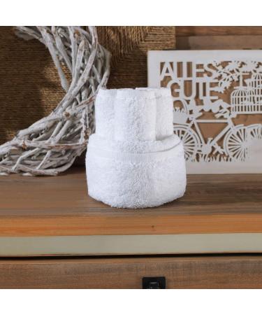 Hammam Linen Washcloth Set - Premium Turkish Cotton, 600 GSM, 13x13 Inches, Hotel Quality, Soft & Absorbent - White - Buy Online on GoSupps.com