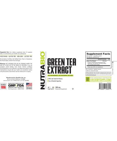 NutraBio Green Tea Extract Adds Antioxidant Benefits and Helps Overall Health and Well-Being 500mg - 90 Capsules - Buy Online on GoSupps.com