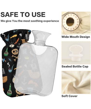 Naanle Hot Water Bottle with Cover - Dead Head Transparent 1L for Bed Hand & Feet Warmer | Pain Relief & Heat Therapy - Buy Online on GoSupps.com