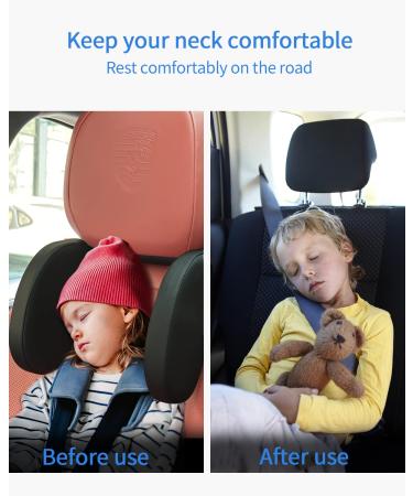 Joflva Black Headrest for Children | Leather Neck Support Pillows with Telescopic Rod & Clips | Travel Sleeping Pillow for Kids - Buy Online on GoSupps.com