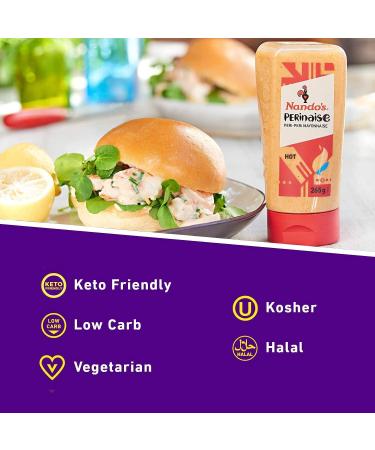 Nando's Hot PERinaise Spicy Flavoured Mayo Perfect for Spreads Dressings & Dips Gluten Free Mayonnaise Vegetarian Keto Friendly 450ml - Buy Online on GoSupps.com